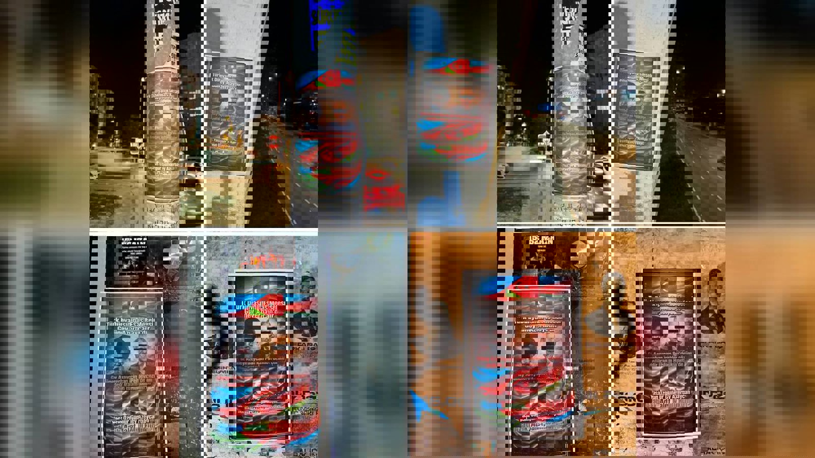  نصب پوسترهای حمایت از مبارزه ملت تورک آذربایجان جنوبی در آنتالیا تورکیه  