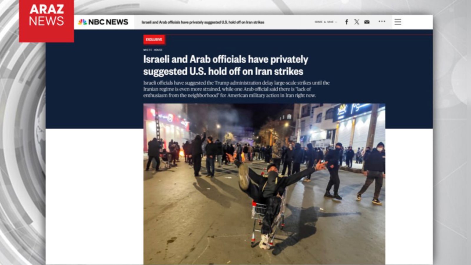 ان بی سی نیوز:مقام های اسرائیلی و عرب از ترامپ خواسته اندحمله به ایران را به تعویق بیندازد