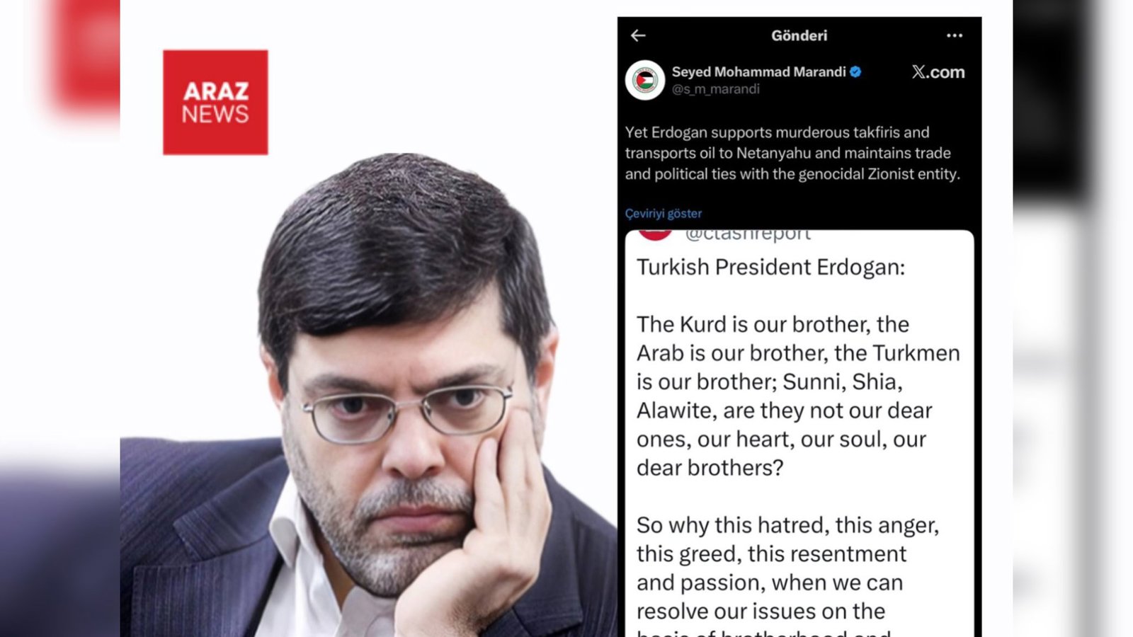 واکنش چهره نزدیک به هسته ایدئولوژیک جمهوری اسلامی به اظهارات اردوغان 