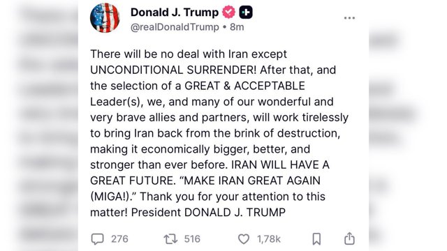 Tramp: İranla razılaşmanın yeganə yolu “tam və qeyd-şərtsiz təslimiyyətdir”