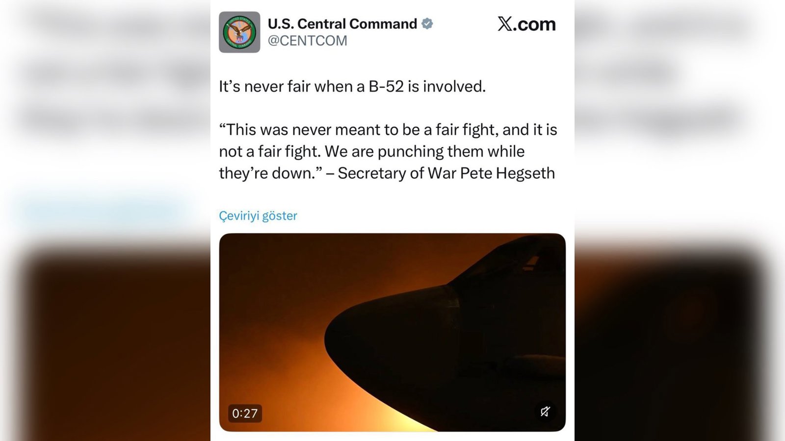  سنتکام به احتمال استفاده از بمب‌افکن‌های B-52 علیه جمهوری اسلامی اشاره کرد      