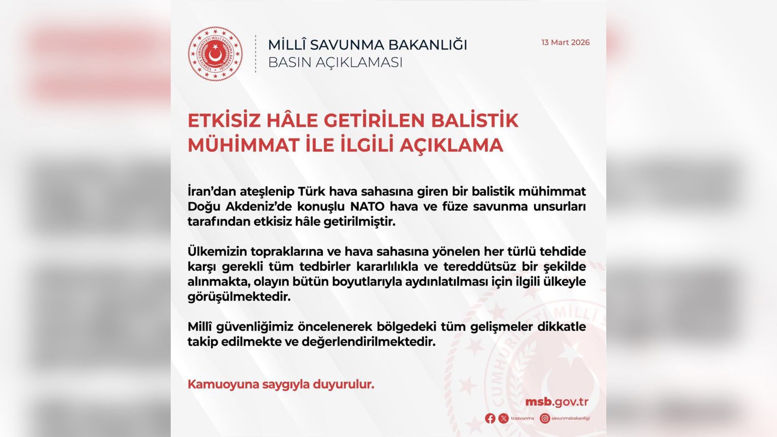  ترکیه: انهدام مهمات بالستیک شلیک‌شده از ایران توسط ناتو              