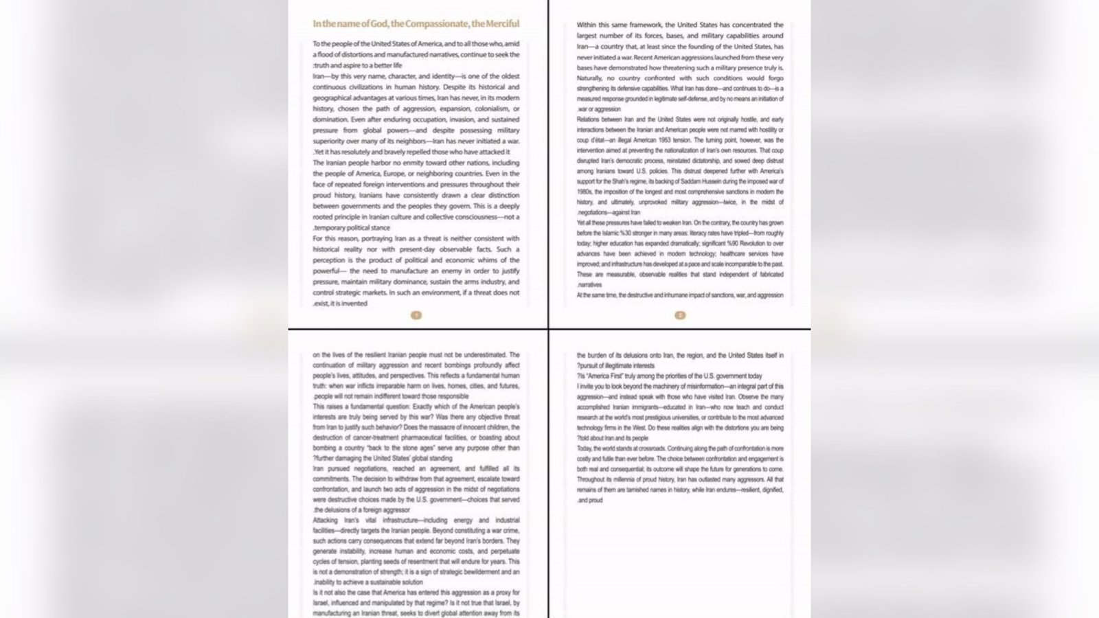  مسعود پزشکیان در پیام به مردم آمریکا، واشینگتن و اسرائیل را مسئول ادامه جنگ دانست          