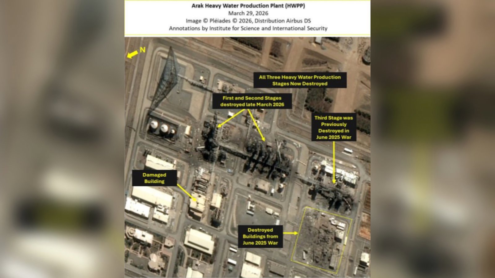  تخریب کامل تأسیسات آب سنگین اراک در حمله اخیر               