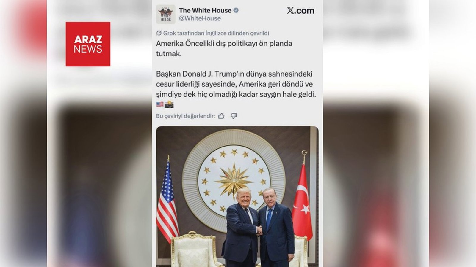 Ağ Ev: ABŞ Türkiyənin yeni Yaxın Şərqdəki liderlik rolunu vurğulayır