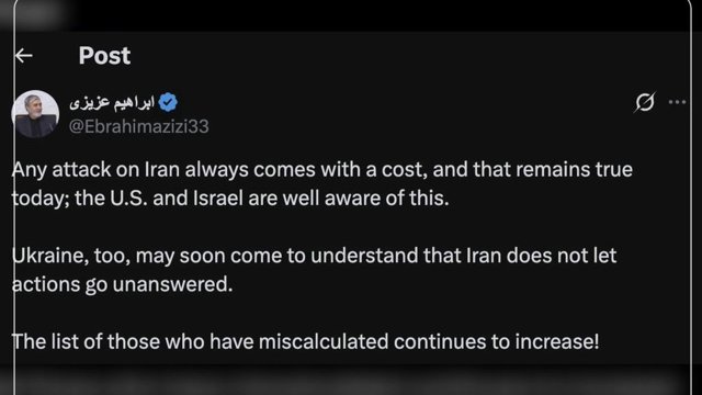 رجزخوانی تازه نماینده مجلس جمهوری اسلامی: اوکراین نیز به زودی درخواهد یافت که ایران پاسخ می‌دهد!