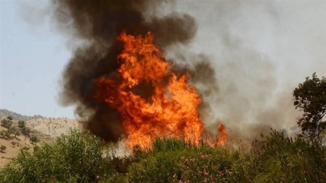 ۱۴۰ هکتار از مراتع و اراضی مُشجر خداآفرین طعمه حریق شد