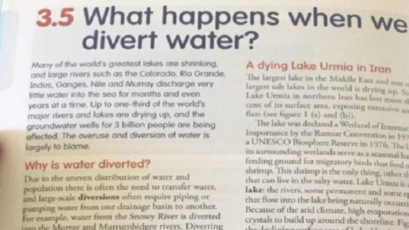 تدریس دلایل خشک شدن دریاچه اورمیه در مدارس استرالیا