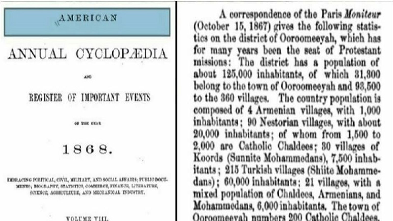 ترکیب جمعیتی – ائتنیکی اورمیه در ۱۵۰ سال پیش