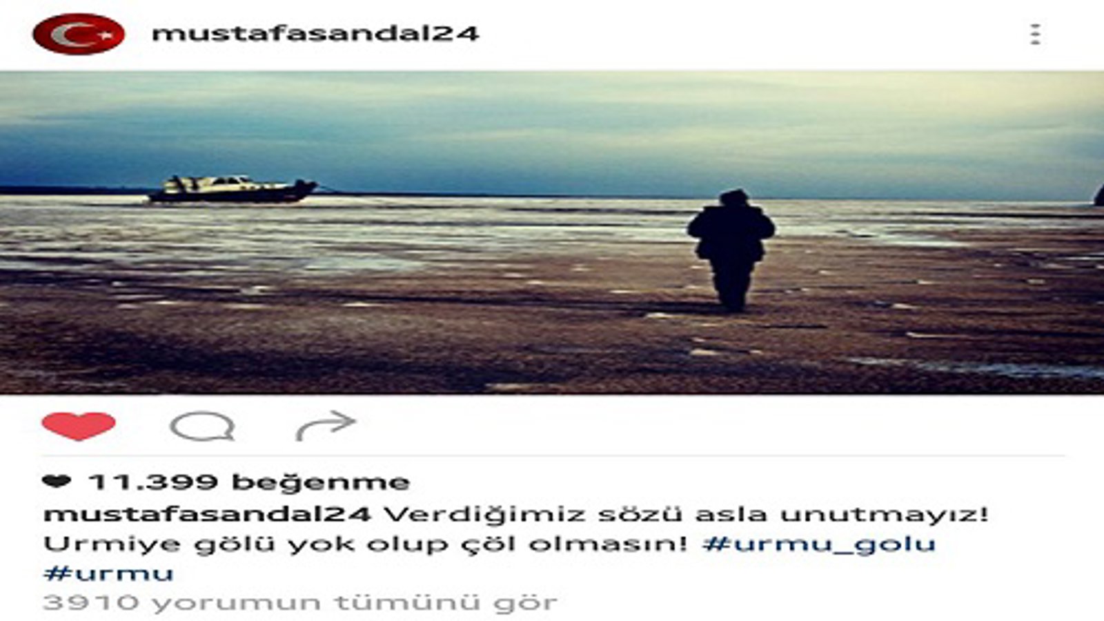 حمایت مصطفی ساندال خواننده مشهور تورکیه از دریاچه اورمیه