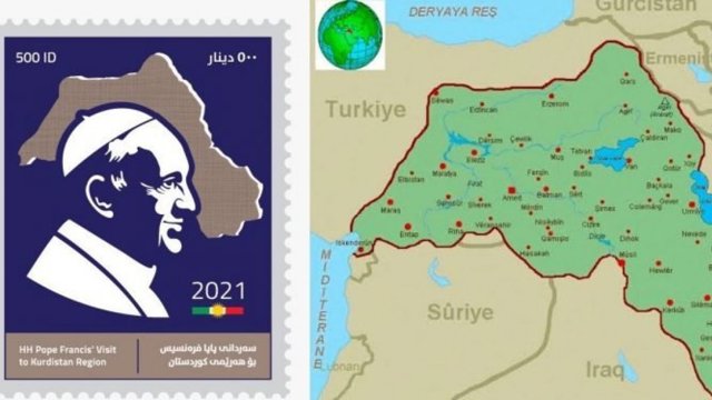 تمبر«توهم» یادبودبارزانی ها با پاپ