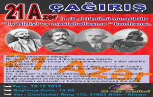 آلمانین کلن شهرینده دوزنله نن ۲۱ آذر توره نی و بیرلیک کنفرانسی