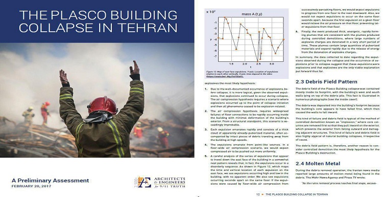 سازمان حقیقت یاب حادثه یازده سپتامبر: فروریختن پلاسکو یک تخریب کنترل شده با بمب و مواد  آتشزا بود